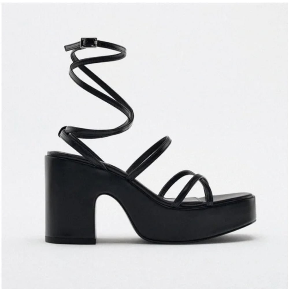 Zara Elegant Black Strappy Women's platform Sandals